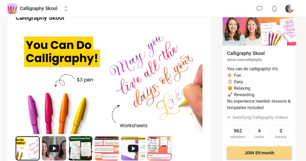 About page Calligraphy Skool
